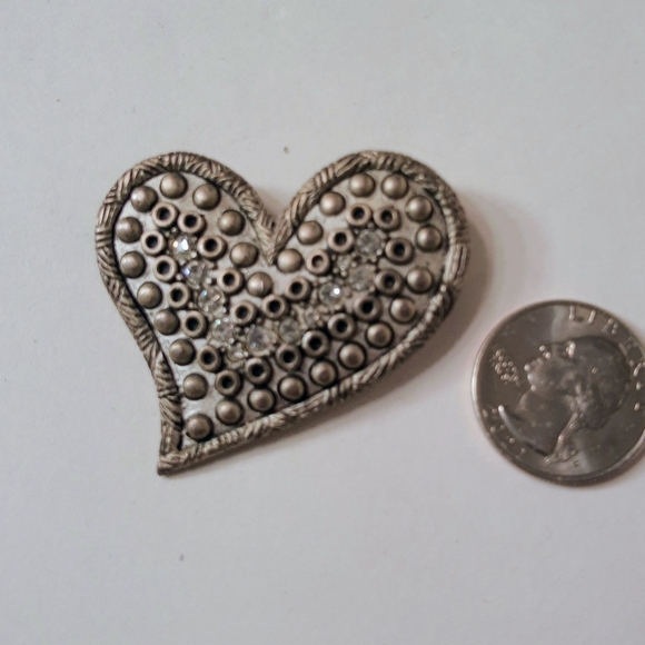 Chico's Heart Rhinestone Brooch Pin - Picture 3 of 3